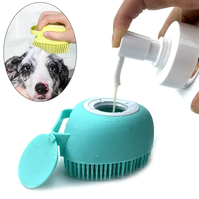 Escova de silicone com dispenser - para pets